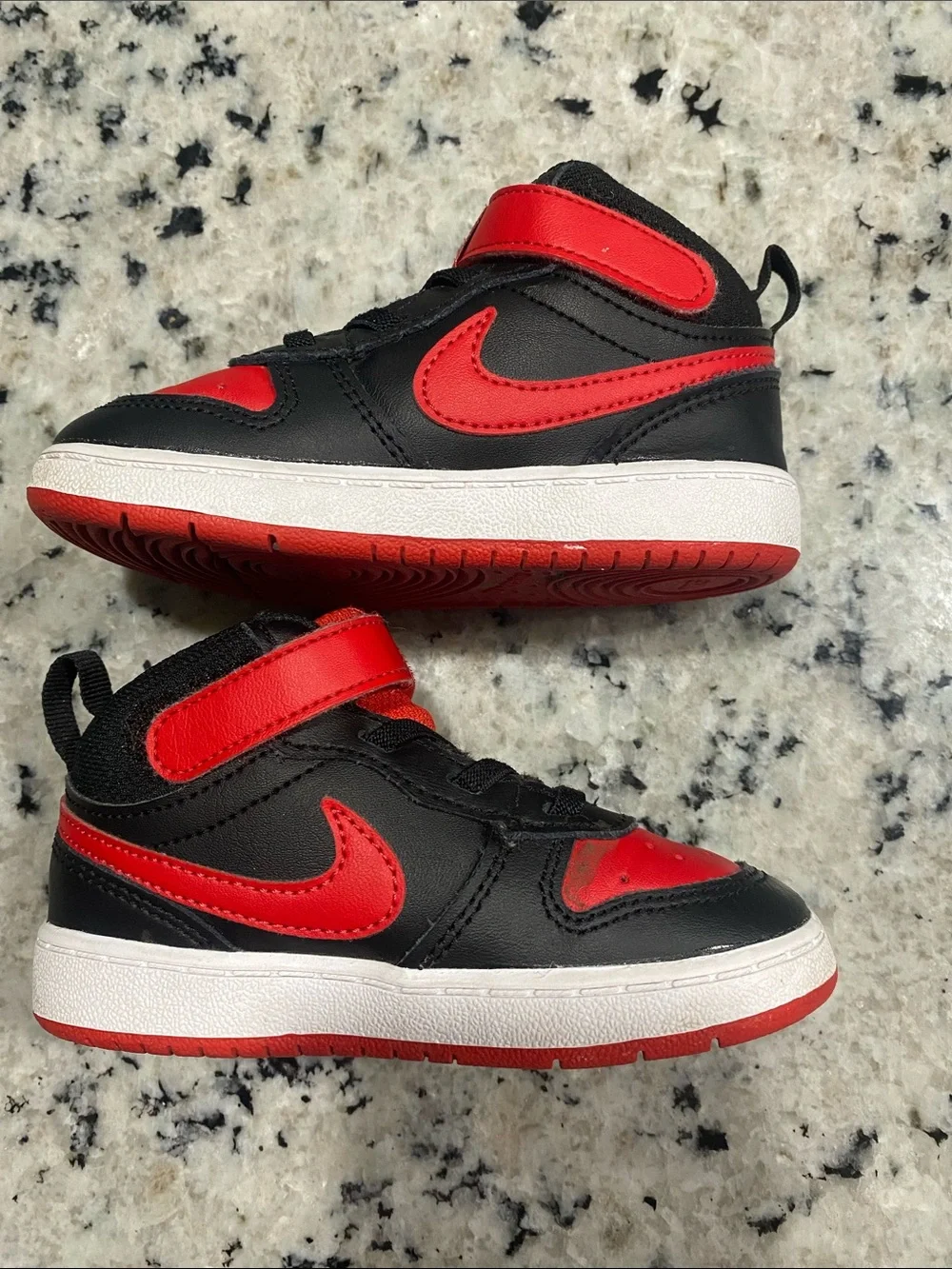 Nike Toddler 8 Black and Red High-Top Sneakers